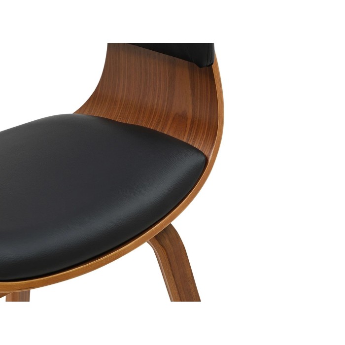 Zoom sur l'assise de la chaise NERA noire et marron foncé