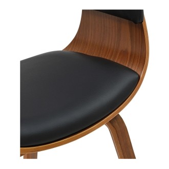 Zoom sur l'assise de la chaise NERA noire et marron foncé
