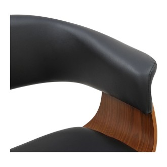Zoom sur l'accoudoir de la chaise NERA noire et marron foncé