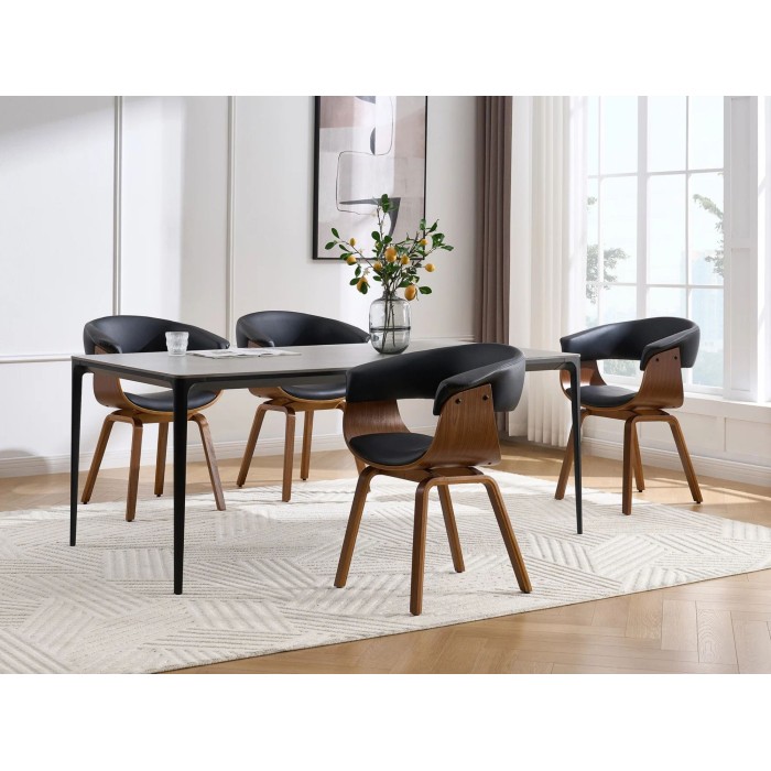 Chaise NERA noire et marron foncé vue dans un décor 3D