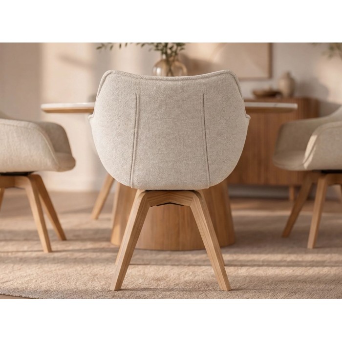 Chaise COMFY en tissu tweed beige bouclette vue de dos