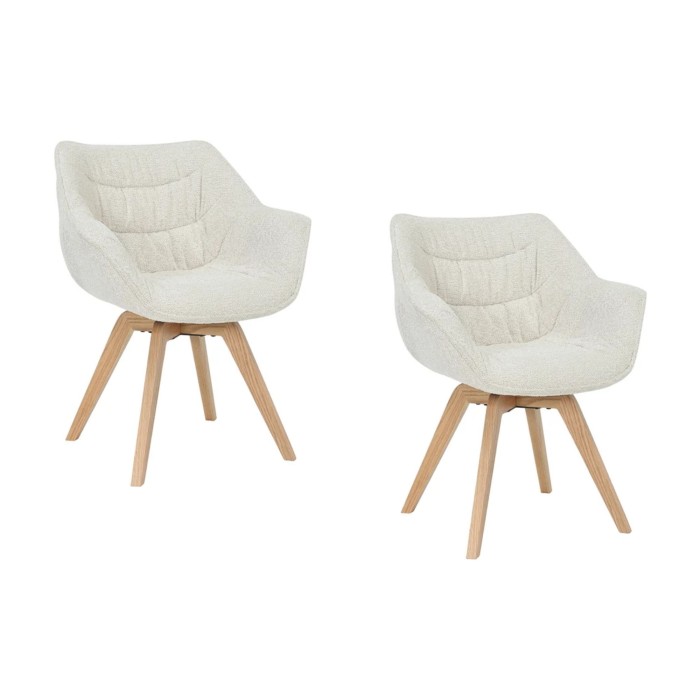 Lot de 2 chaises COMFY en tissu tweed beige bouclette
