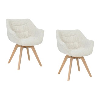 Lot de 2 chaises COMFY en tissu tweed beige bouclette