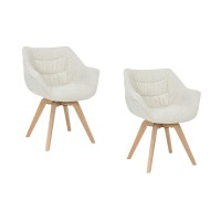 Lot de 2 chaises COMFY en tissu tweed beige bouclette