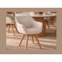 Chaise COMFY en tissu tweed beige bouclette vue de face rapprochée