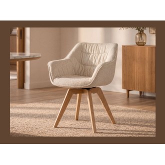 Chaise COMFY en tissu tweed beige bouclette vue rapprochée