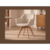 Chaise COMFY en tissu tweed beige bouclette vue rapprochée