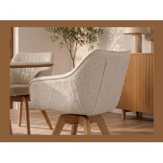 Chaise COMFY en tissu tweed beige bouclette vue de dos rapprochée