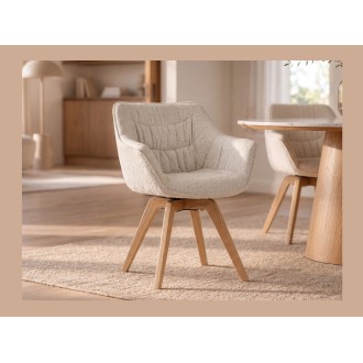 Chaise COMFY en tissu tweed beige bouclette mise en situation