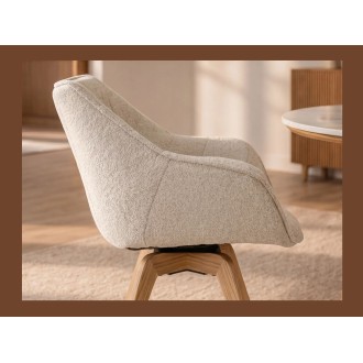 Chaise COMFY en tissu tweed beige bouclette vue de côté