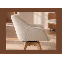 Chaise COMFY en tissu tweed beige bouclette vue de côté