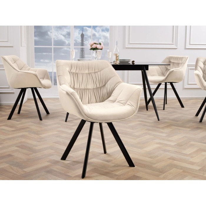 Chaise COMFY en velours beige mise en situation