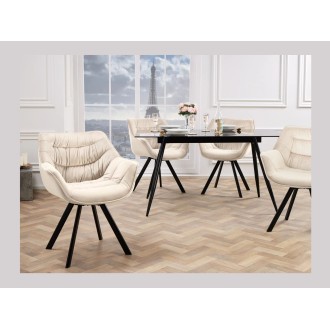 Chaise COMFY en velours beige vue avec d'autres chaises