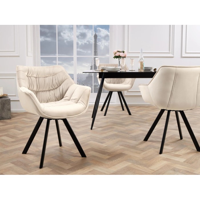 Chaise COMFY en velours beige dans un décor 3D