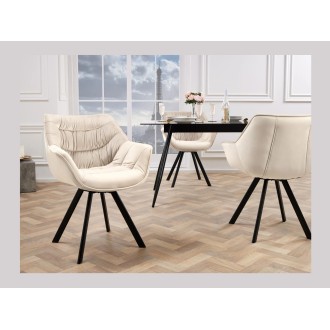 Chaise COMFY en velours beige dans un décor 3D
