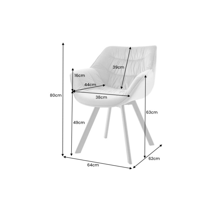 Chaise COMFY en velours beige dimensions