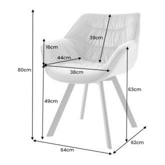 Chaise COMFY en velours beige dimensions