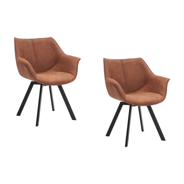 Lot de 2 chaises COMFY en microfibre marron