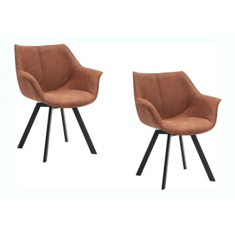 Lot de 2 chaises COMFY en microfibre marron