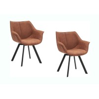 Lot de 2 chaises COMFY en microfibre marron