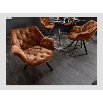 Chaise COMFY en velours marron dans un décor 3D