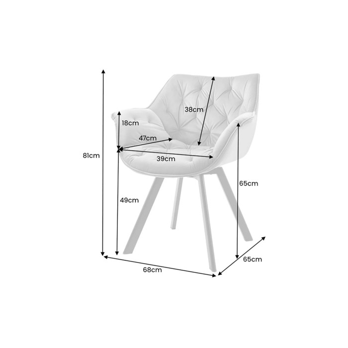 Chaise COMFY en velours marron dimensions