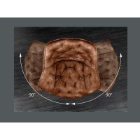 Zoom sur l'aspect pivotant de la chaise COMFY en velours marron