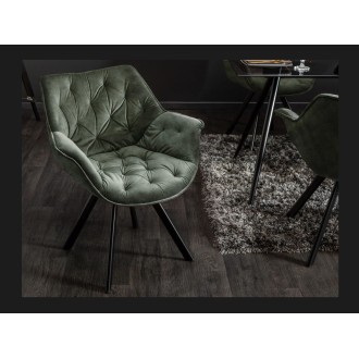 Chaise COMFY en velours vert vue de face