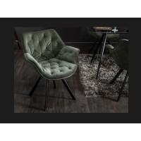 Chaise COMFY en velours vert vue de face