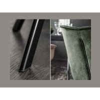 Zoom sur les détails de la chaise COMFY en velours vert