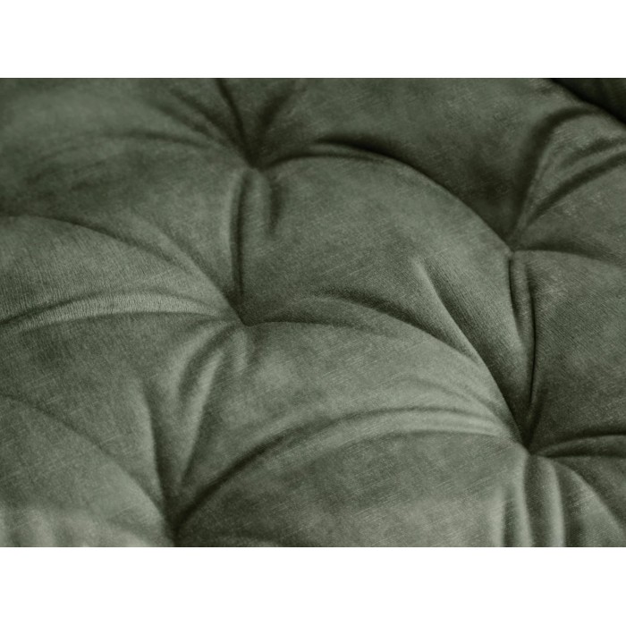Zoom sur l'assise de la chaise COMFY en velours vert