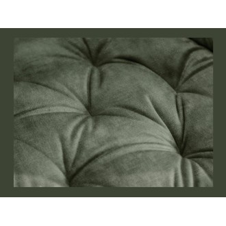 Zoom sur l'assise de la chaise COMFY en velours vert
