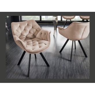 Chaise COMFY en velours beige champagne dans un décor 3D