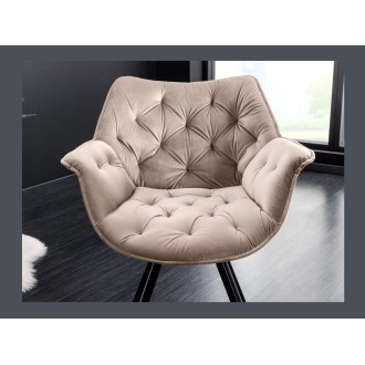 Chaise COMFY en velours beige champagne vue rapprochée