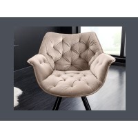 Chaise COMFY en velours beige champagne vue rapprochée