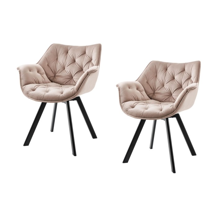 Lot de 2 chaises COMFY en velours beige champagne
