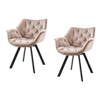 Lot de 2 chaises COMFY en velours beige champagne