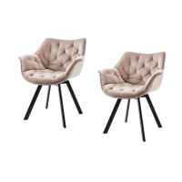 Lot de 2 chaises COMFY en velours beige champagne