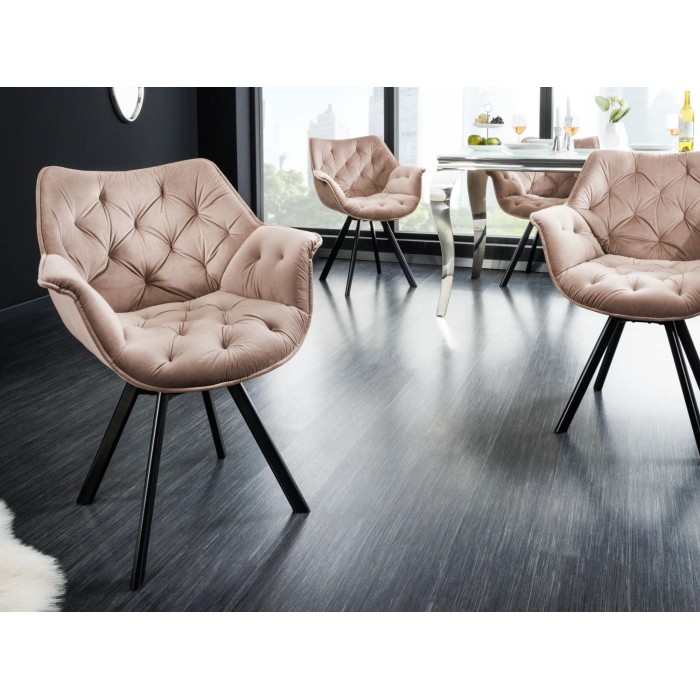 Chaise COMFY en velours beige champagne vue de face