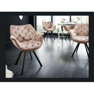 Chaise COMFY en velours beige champagne vue de face