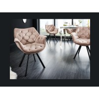 Chaise COMFY en velours beige champagne vue de face