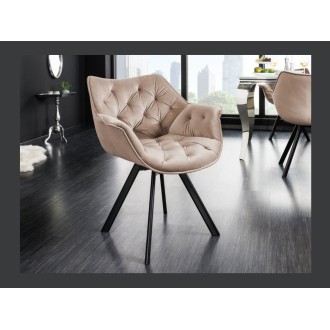 Chaise COMFY en velours beige champagne mise en situation