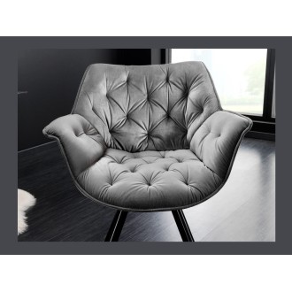 Chaise COMFY en velours gris clair vue de face