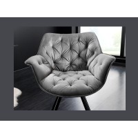 Chaise COMFY en velours gris clair vue de face