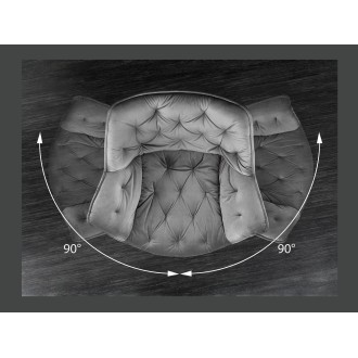 Zoom sur l'aspect pivotant de la chaise COMFY en velours gris clair
