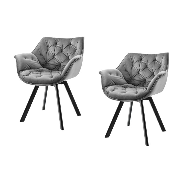 Lot de 2 chaises COMFY en velours gris clair