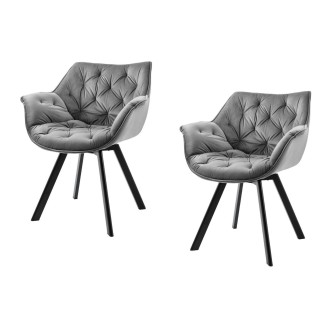 Lot de 2 chaises COMFY en velours gris clair