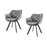 Lot de 2 chaises COMFY en velours gris clair