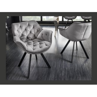 Chaise COMFY en velours gris clair vue de côté