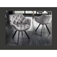 Chaise COMFY en velours gris clair vue de côté